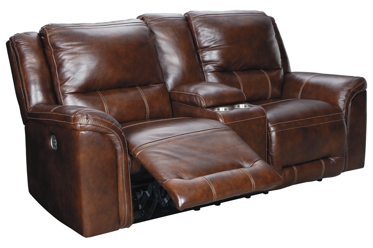 Ashley Catanzaro Power Reclining Loveseat Console Adjustable